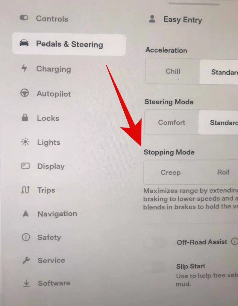 Tesla Stopping Mode
