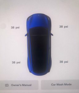 Tesla tire pressure screen