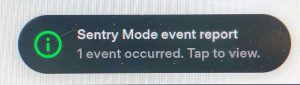 sentry mode event warning
