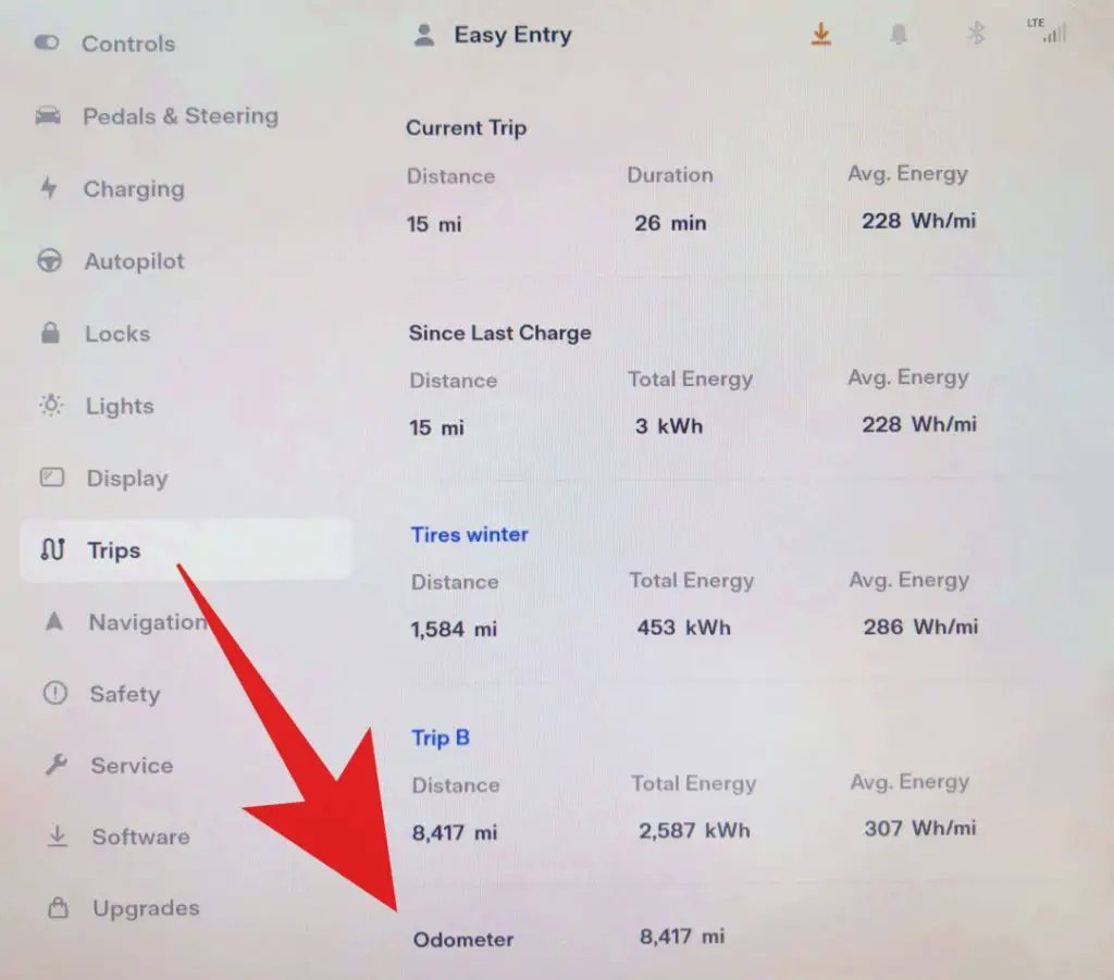 Tesla odometer location