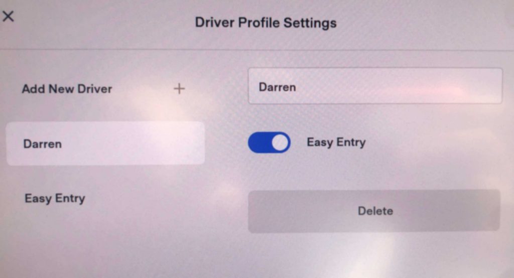 setting up driver profile for easy entry