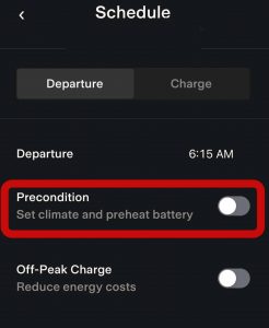 preconditioning your Tesla from the Tesla App