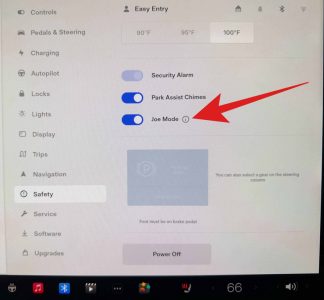 Turn on Tesla Joe Mode on touchscreen under saftey