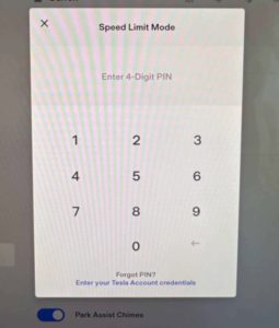 enter a PIN for Tesla Speed Limit Mode