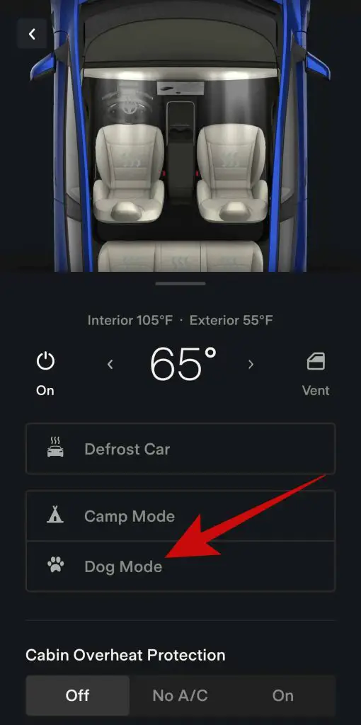 Tesla dog mode from Tesla app