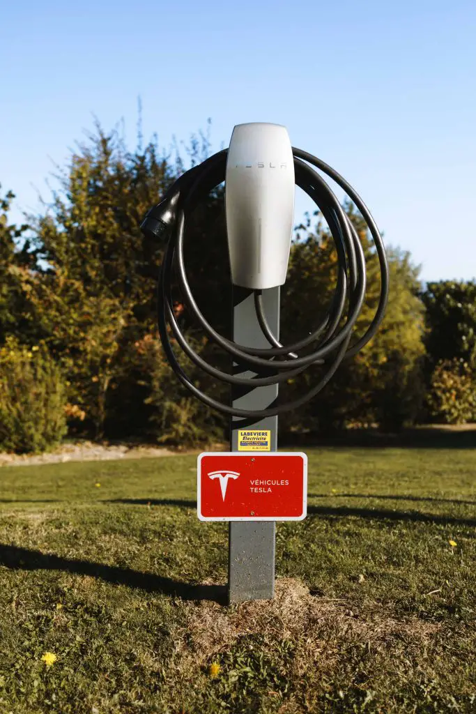 Tesla level 2 charger on a Post - Tesla Destination Charging