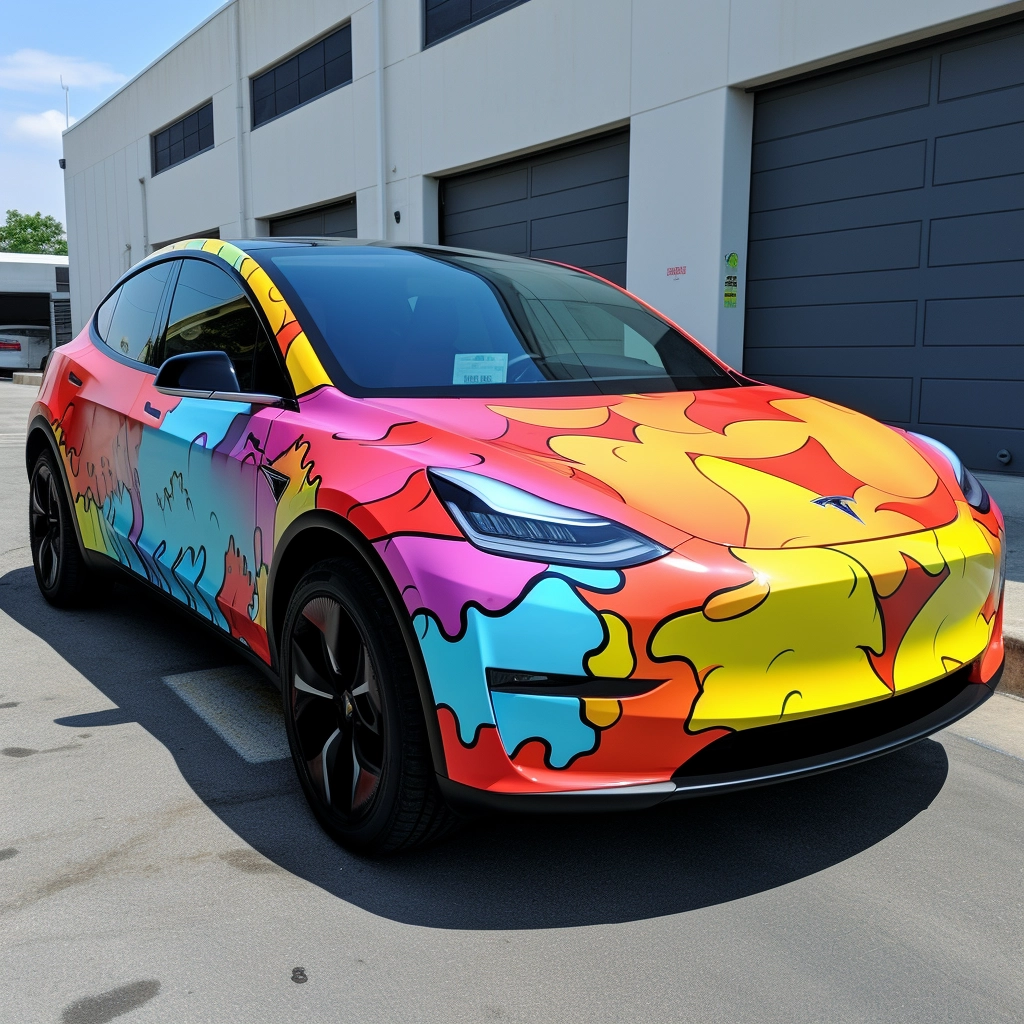 tesla wrap that is full of different color